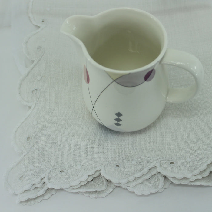 Heavy Linen Table Runner Cut Work Embroidered Edge Excellent Quality