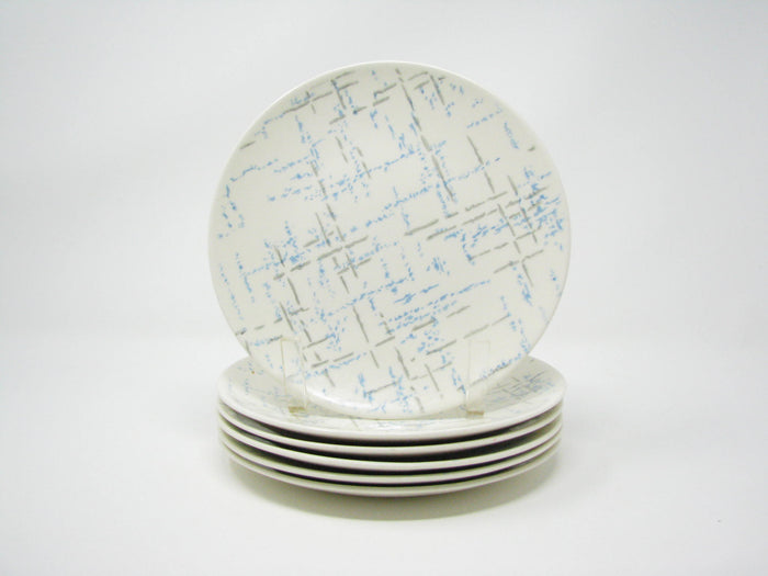 edgebrookhouse - Homer Laughlin Blue and Gray Hatch Salad Plates - Set of 6