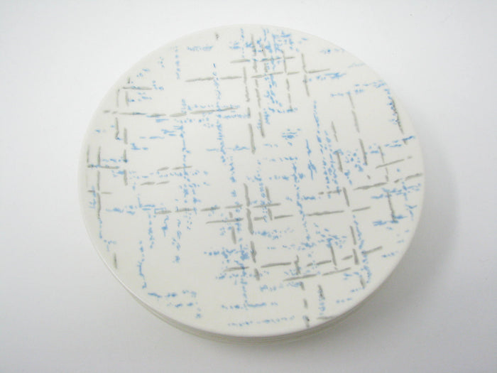 edgebrookhouse - Homer Laughlin Blue and Gray Hatch Salad Plates - Set of 6