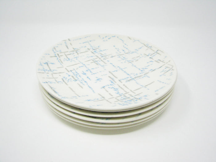 edgebrookhouse - Homer Laughlin Blue and Gray Hatch Salad Plates - Set of 6