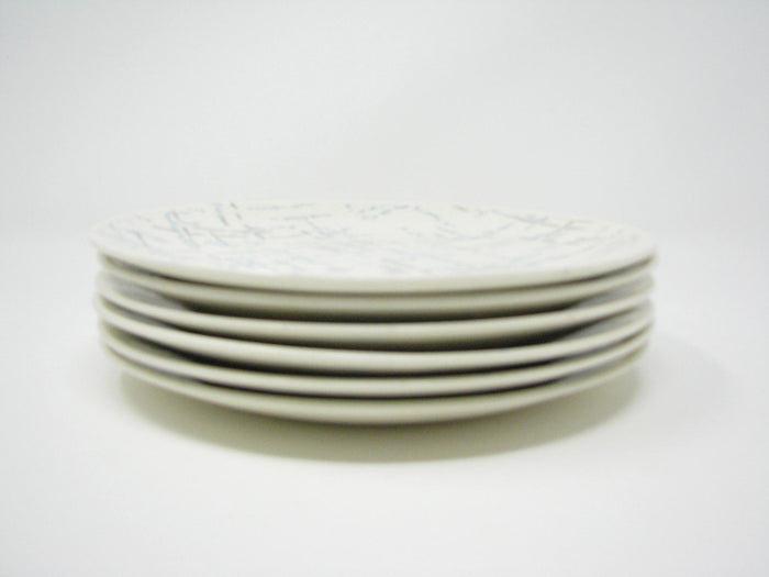 edgebrookhouse - Homer Laughlin Blue and Gray Hatch Salad Plates - Set of 6