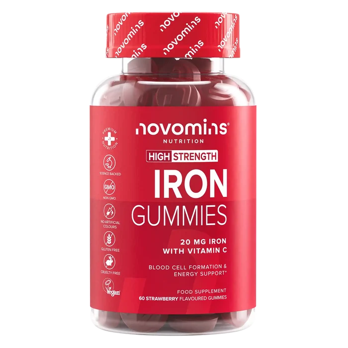 novomins iron supplements for women and men with 20 mg of iron per serving