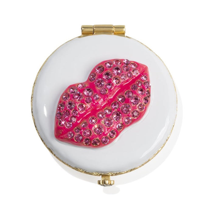 Jay Strongwater Monroe Lip Compact Pink/White Compacts Jay Strongwater