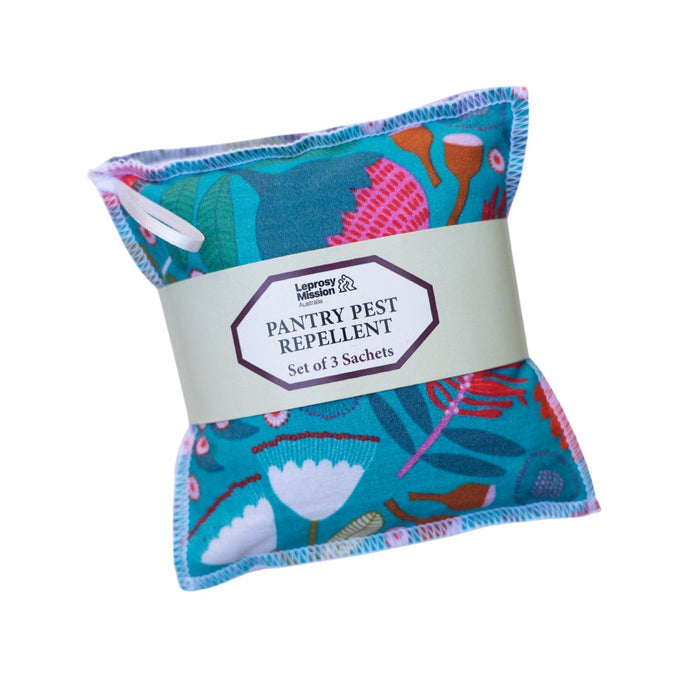 Pantry Pest Repellent set of 3 Sachets with native floral design