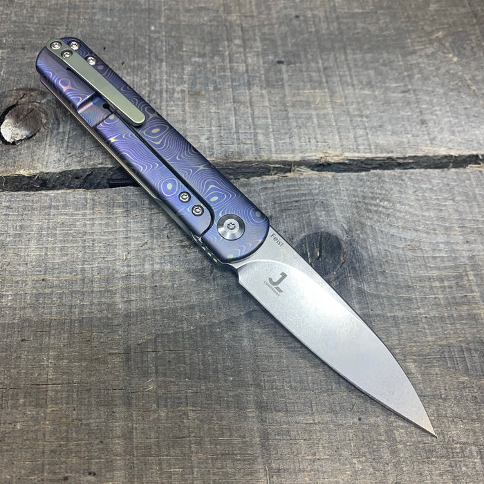 Kizer Feist - Drop Point - "Raindrop" - Ano Fade - St. Nick's Custom Anodization