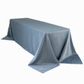 Blue tablecloth draped over a long table.