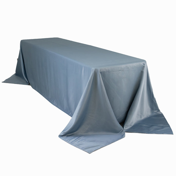 Blue tablecloth draped over a long table.