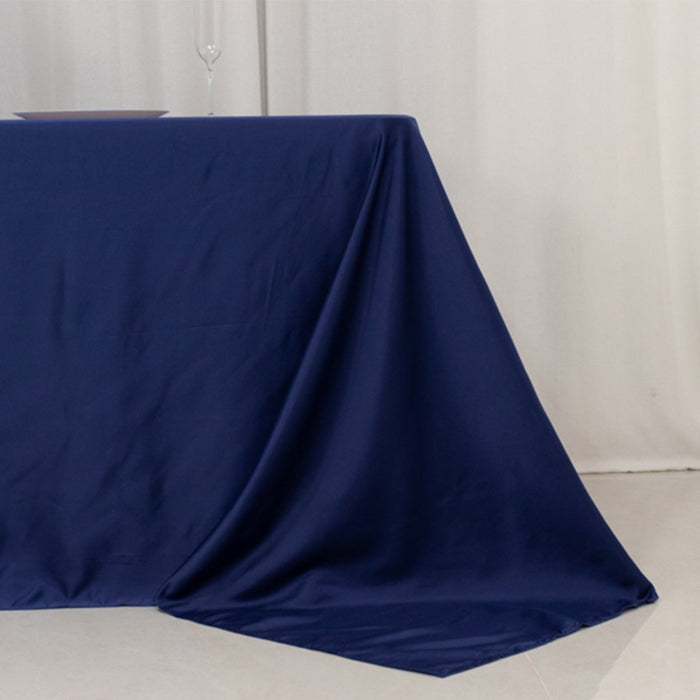 Navy blue tablecloth draped elegantly over a table surface