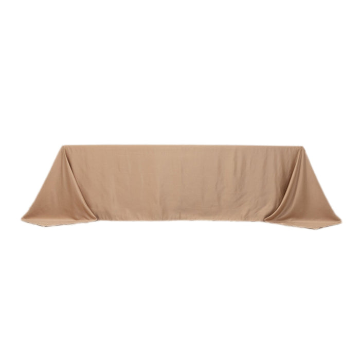 Beige tablecloth draped elegantly over a table.