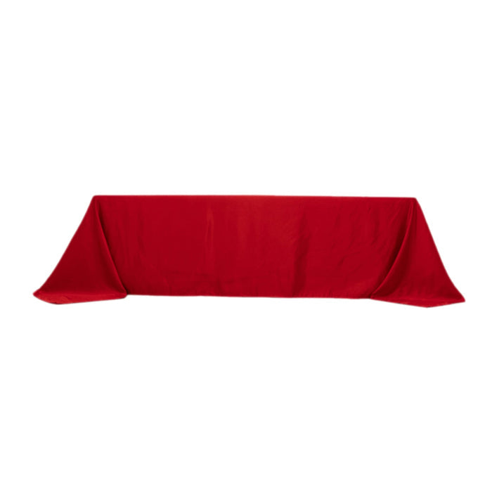 Red tablecloth draped elegantly on a table