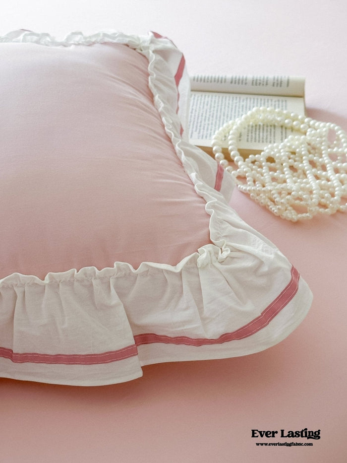 Large Pink Ruffle Square Pillowcase - Ever Lasting