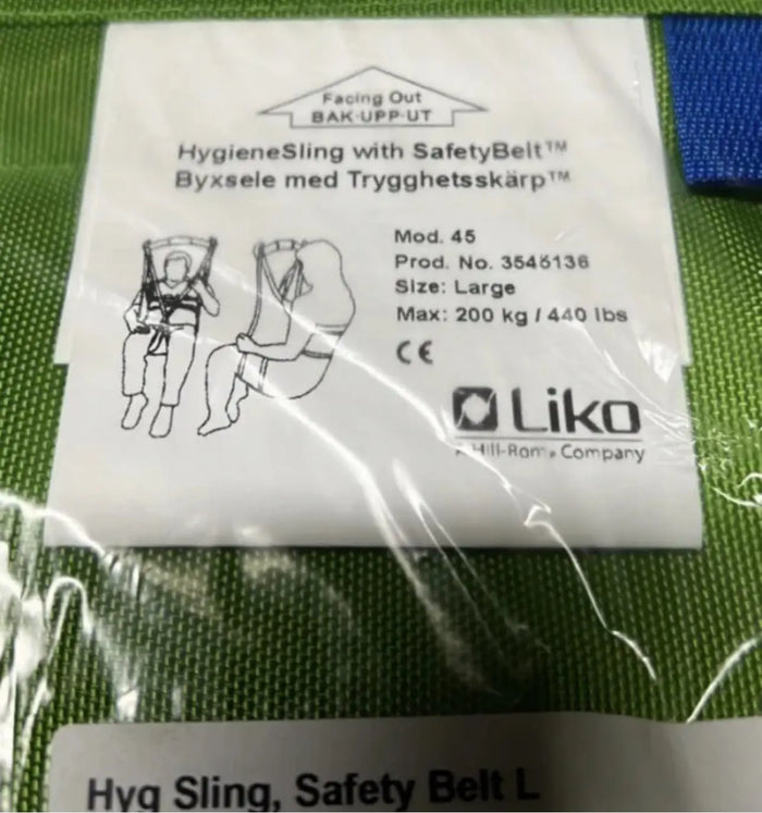 Liko Hygiene Sling with Safety belt Patient Hoist Sling SelfiMed UK