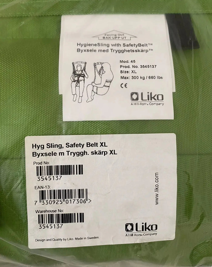 Liko Hygiene Sling with Safety belt Patient Hoist Sling SelfiMed UK