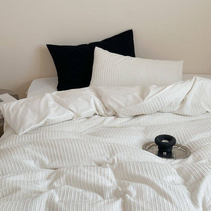Logan Modern Pleated Striped Bedding Bundle - Ever Lasting