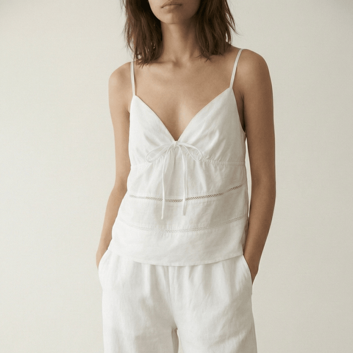 - Ever Lasting - Luminae Cotton V - Neck Pajama Set / White - Pajamas - Ever Lasting