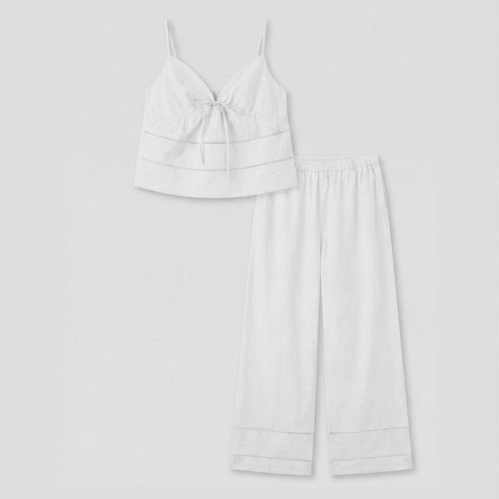 - Ever Lasting - Luminae Cotton V - Neck Pajama Set / White - Pajamas - Ever Lasting