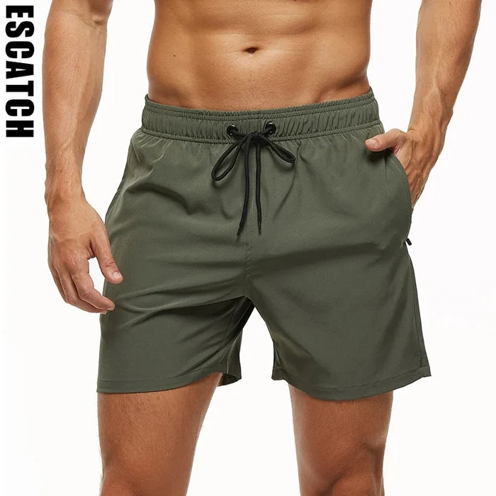 Men's Quick-Dry Swim Trunks with Zipper Pockets & Mesh Lining
