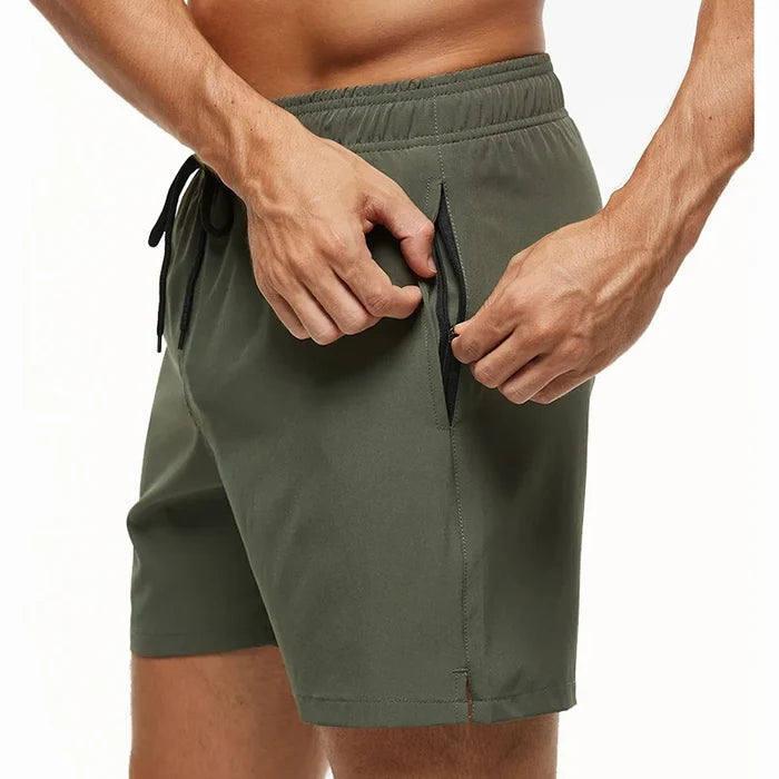Men's Quick-Dry Swim Trunks with Zipper Pockets & Mesh Lining