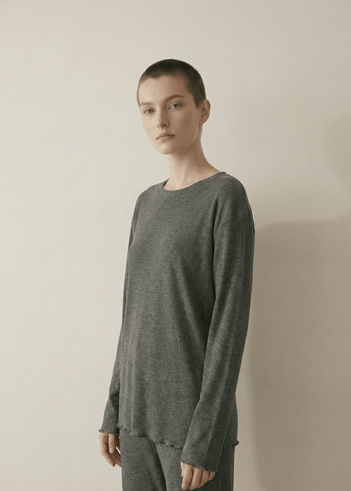 - Ever Lasting - Mira Soft Brushed Knit Lounge Set / Deep Charcoal Gray - Pajamas - Ever Lasting