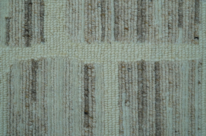 Modern Contemporary Beige Hand Knotted 2x3 Wool Area Rug - The Rug Decor