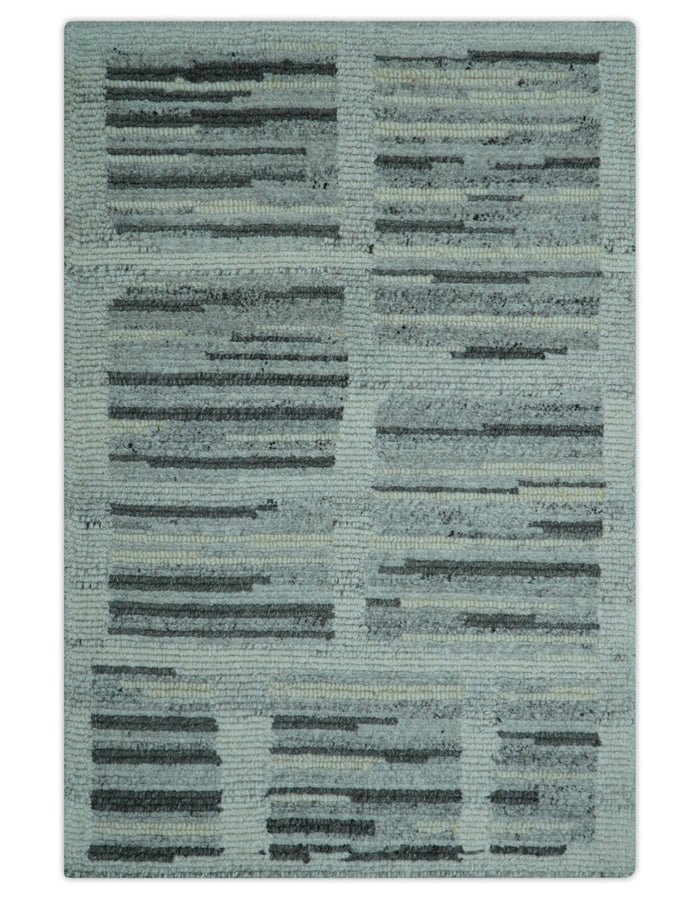 Modern Contemporary Charcoal And Gray 2x3 Wool Area Rug - The Rug Decor