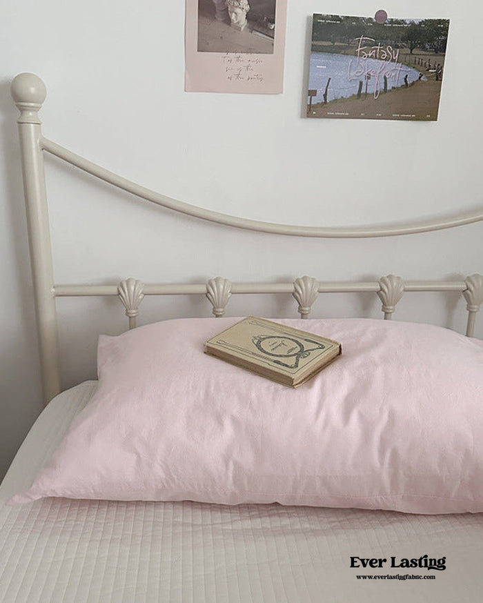 Muted Blush Cotton Pillowcase / Pink Striped - Ever Lasting