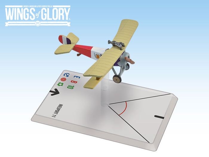 Wings of Glory Nieuport 11 miniature with detailed model plane and game maneuver card by ARES GAMES