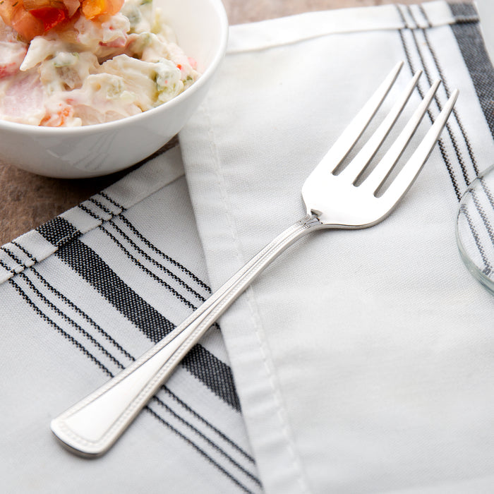 Oneida 2544FSLF Needlepoint 6 1/8" 18/8 Stainless Steel Extra Heavy Weight Salad / Dessert Fork - 12/Pack