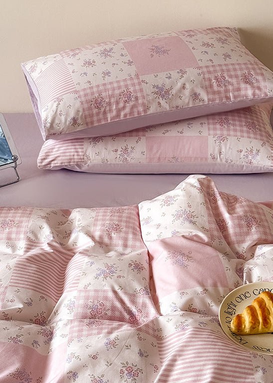 - Ever Lasting - Poppy Patchwork Floral Bedding Set / Pink - Bedding Set - Ever Lasting