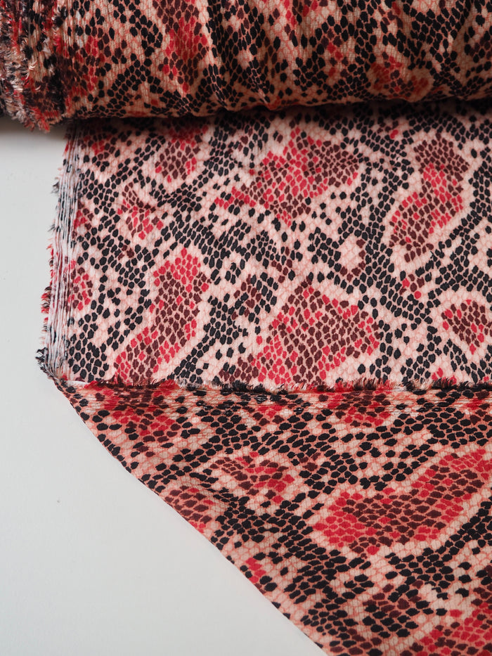 Red Snakeskin Crepe Satin