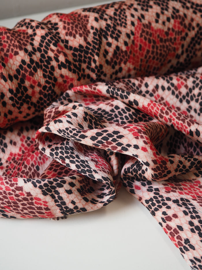 Red Snakeskin Crepe Satin