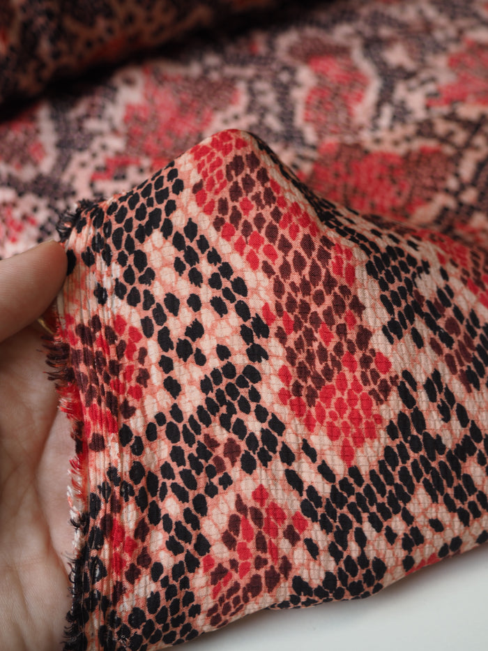 Red Snakeskin Crepe Satin
