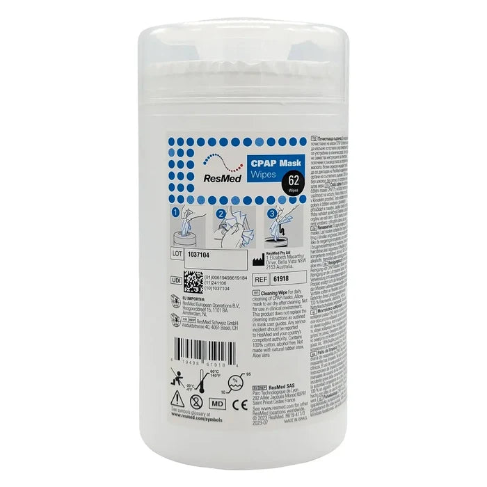 ResMed CPAP Mask Wipes — 62 Wipe Tub CPAP Wipes SelfiMed UK