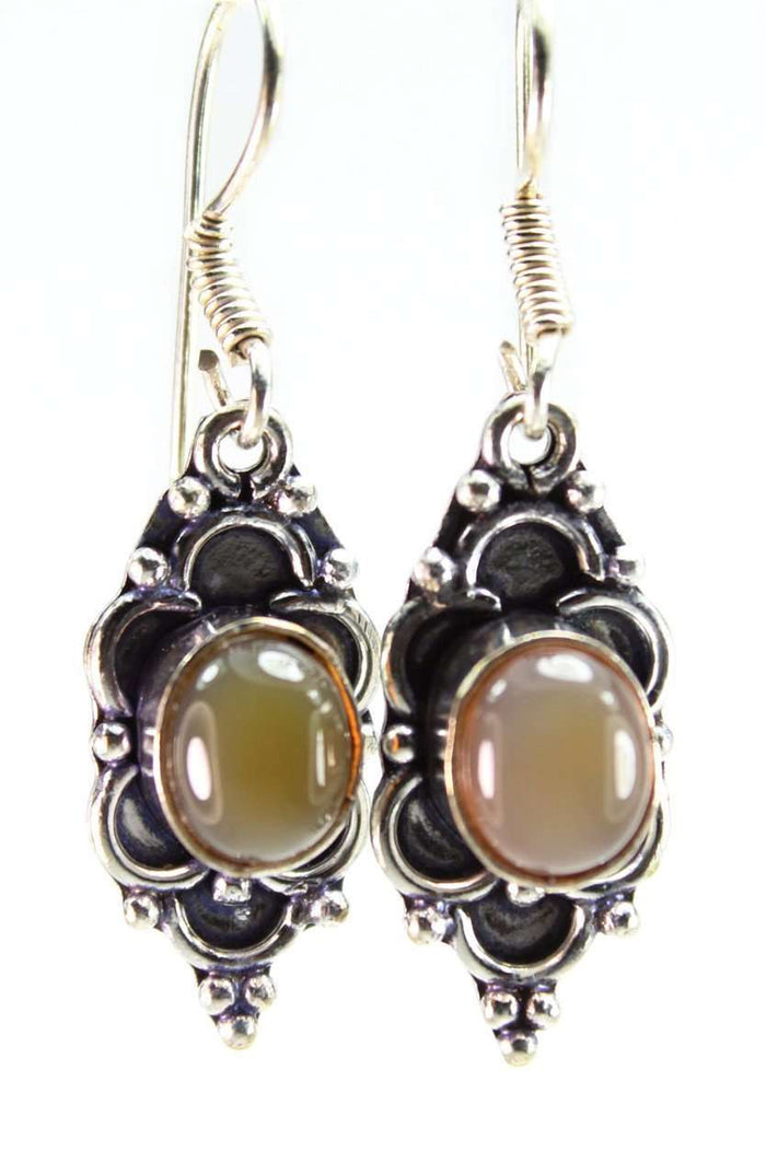 Peach Aqua Romantic Hues Glass Flower Earrings