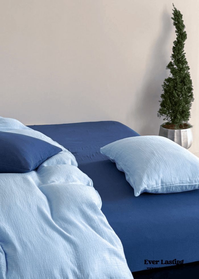 Ruby Double Gauze Pastel Bedding Set / Blue - Ever Lasting