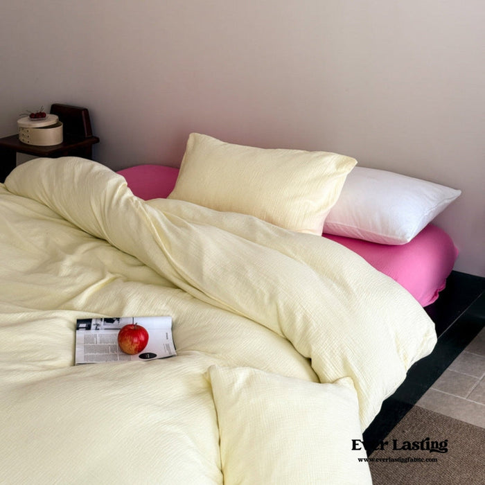 Ruby Double Gauze Pastel Bedding Set / Yellow + Pink - Ever Lasting