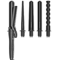 Rush Brush 5 In 1 Curling Set 5 Interchangeable Barrels - Black