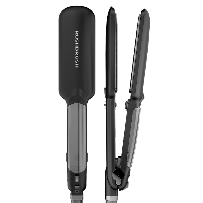 Rush Brush X6 Hair Straightener 235°C Tourmaline Steam Ceramic Plates - Black