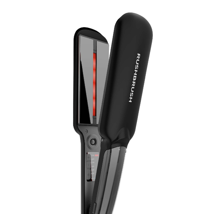 Rush Brush X6 Hair Straightener 235°C Tourmaline Steam Ceramic Plates - Black