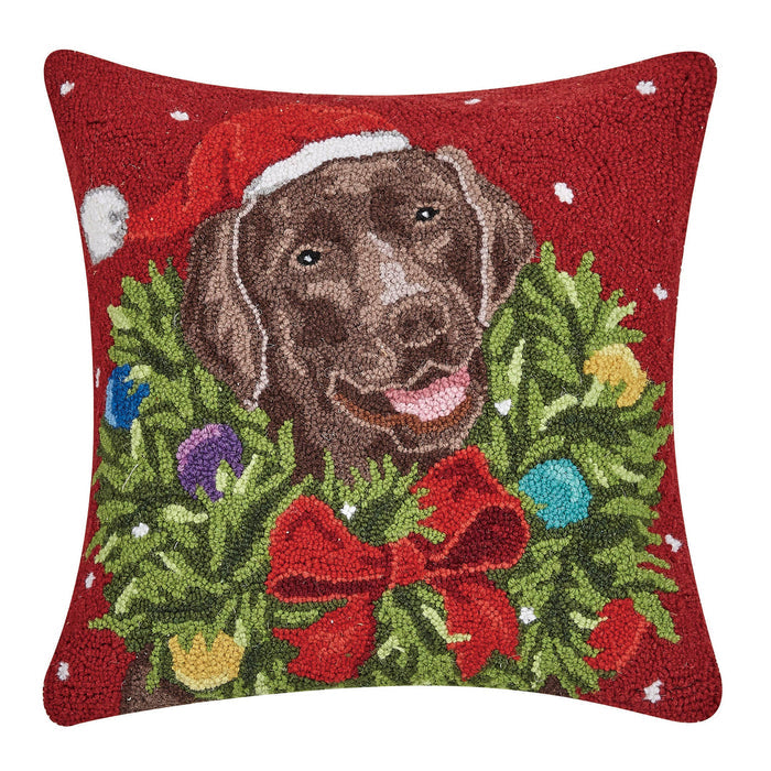 Santa Chocolate Labrador Wreath Hook Pillow