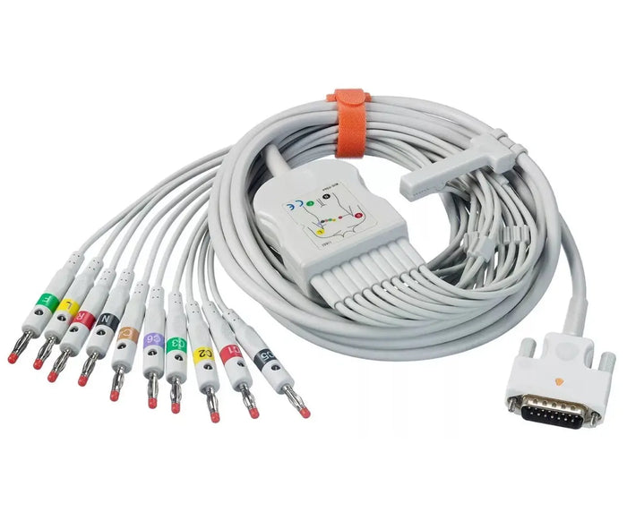 Schiller ECG cable with 10 leadwires , ECG patient cable Banana4.0 Monitor Cables SelfiMed UK