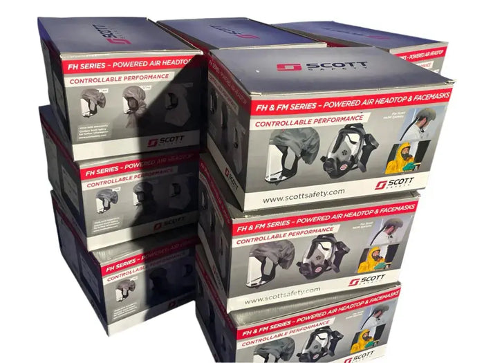Scott Safety Half Hood With Hose in Plastic Box with battery Charger half hood respirator with hose SelfiMed UK
