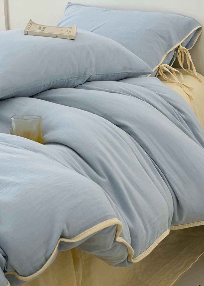 - Ever Lasting - Serena Ribbon Tied Bedding Set / Blue - Bedding Set - Ever Lasting