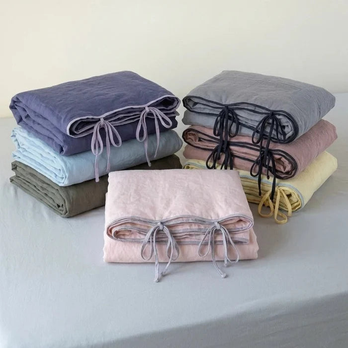 - Ever Lasting - Serena Ribbon Tied Pillowcases / Blue - Pillowcases - Ever Lasting