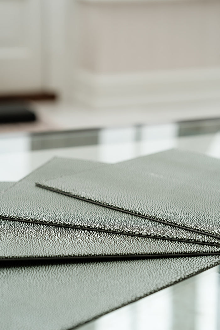 Set of 6 Grey Faux Shagreen Placemats