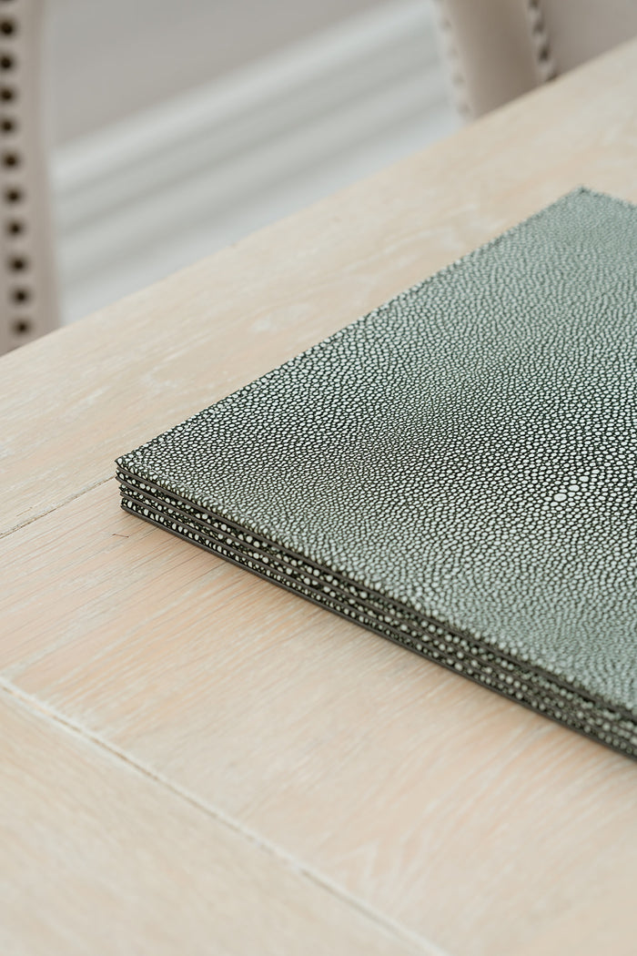 Set of 6 Grey Faux Shagreen Placemats