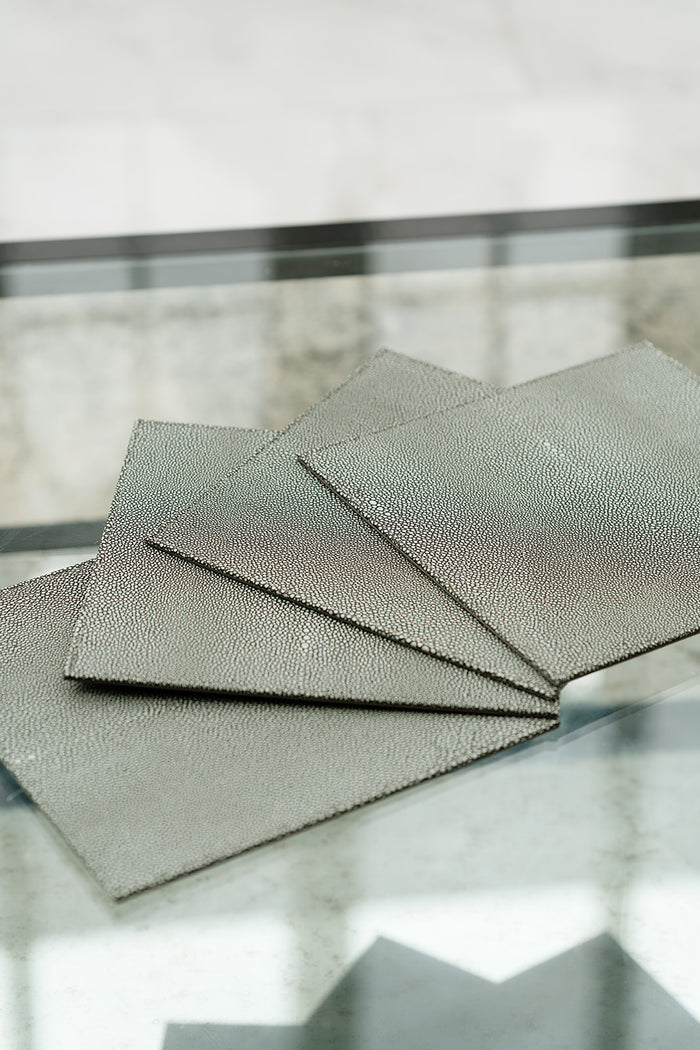 Set of 6 Grey Faux Shagreen Placemats