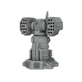 3D printed Stheno missile turret model by Cross Electric Designs in gray detailed design