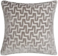 A square throw pillow featuring a textured, raised chevron pattern in taupe gray and off-white.