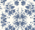 Sunflower Toile Linen Blue Wallcovering